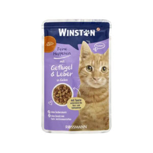 پوچ گربه وینستون با طعم جگر مرغ در سس مرغ Winston Chicken Liver In Chicken Sauce وزن 100 گرم