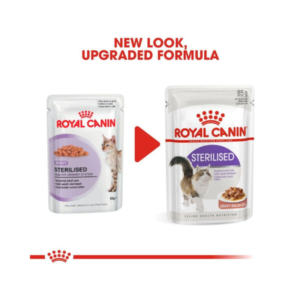 پوچ گربه عقیم شده رویال کنین در سس گوشت Royal Canin Pouch Sterilised in Gravy وزن 85 گرم