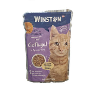 پوچ گربه وینستون با طعم مرغ در سس سبزیجات Winston Chicken In Herbal Sauce وزن 100 گرم