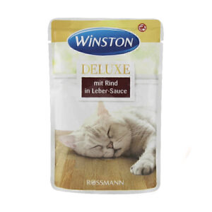 پوچ گربه وینستون با طعم گوشت گاو در سس جگر Winston Deluxe Beef in Liver Sauce وزن 85 گرم