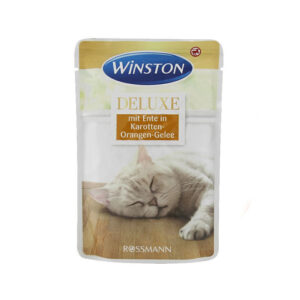 پوچ گربه وینستون با طعم اردک در ژله هویج و پرتقال Winston Deluxe Duck in Carrot & Orange Jelly وزن 85 گرم