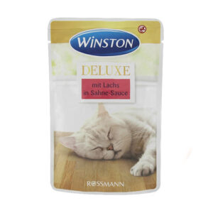 پوچ گربه وینستون با طعم ماهی سالمون در سس خامه Winston Deluxe Salmon in Cream Sauce وزن 85 گرم