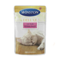 پوچ گربه وینستون با طعم گوشت گوساله در سس پنیر Winston Deluxe Veal in Cheese Sauce وزن 85 گرم