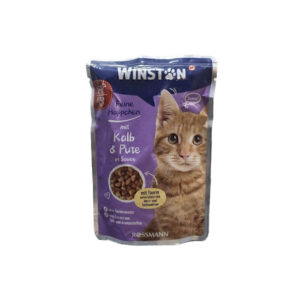 پوچ گربه وینستون با طعم گوشت گوساله و بوقلمون Winston Veal & Turkey وزن 100 گرم