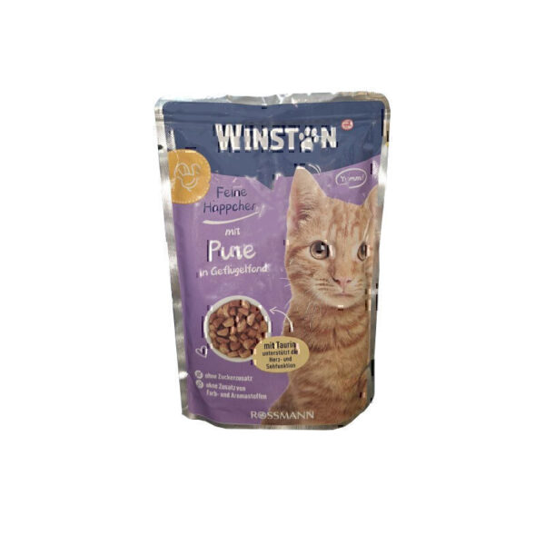 پوچ گربه وینستون با طعم بوقلمون در سس مرغ Winston Turkey In Chicken Sauce وزن 100 گرم