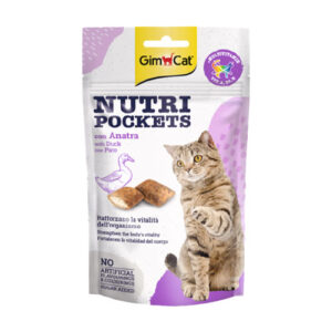 اسنک تشویقی نوتری گربه جیم کت با طعم اردک GimCat Nutri Pockets Duck وزن 60 گرم