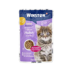 پوچ گربه وینستون جونیور با طعم مرغ در سس Winston Chicken In Sauce وزن 100 گرم