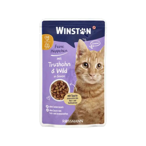 پوچ گربه وینستون با طعم بوقلمون در سس مرغ Winston Turkey In Chicken Sauce وزن 100 گرم