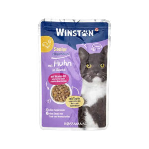 پوچ گربه مسن وینستون با طعم مرغ در سس Winston Chicken In Sauce وزن 100 گرم